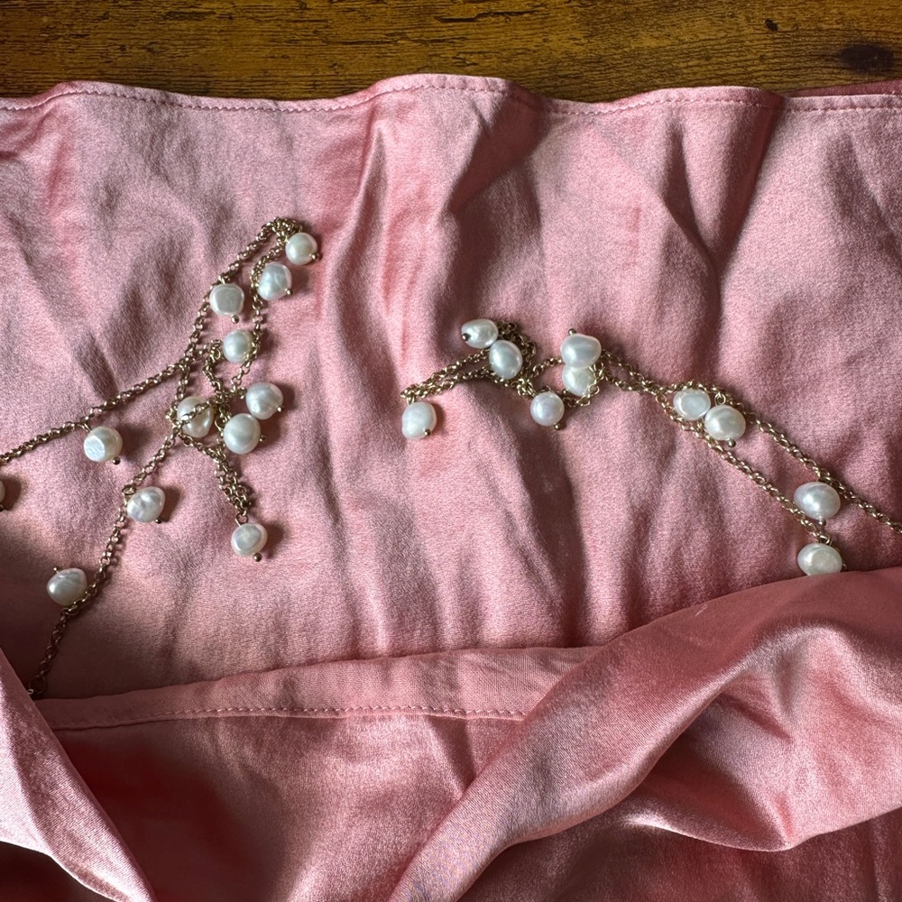 Cami NYC Busy Heart Stretch Silk Pearl Chain Strap Cami Pink Quartz Size S - Picture 14 of 14